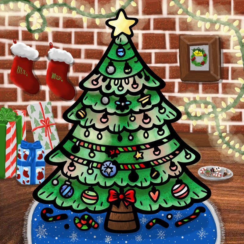 christmas tree with lots of details