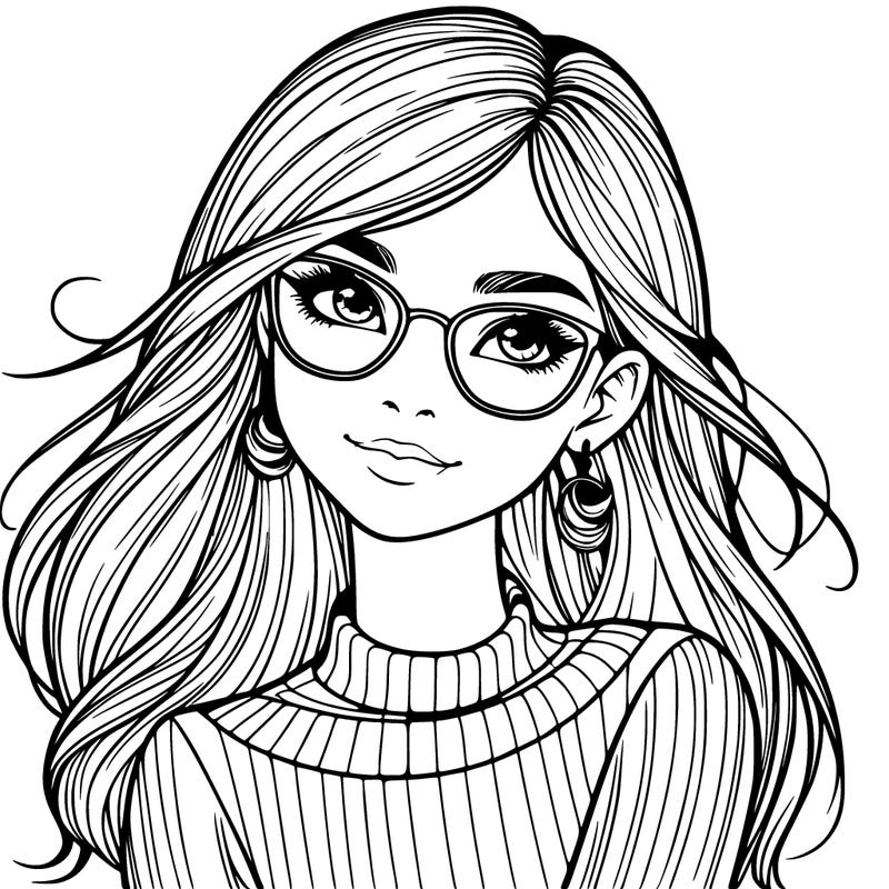 realistic girl with glasses
