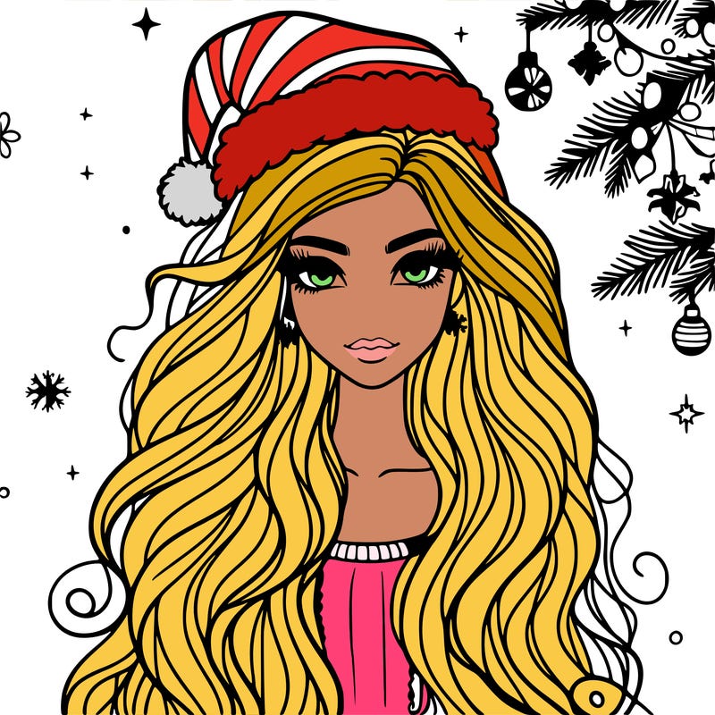 christmas fashionable female model and long hair