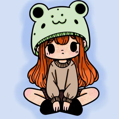 a girl wearing a frog hat and some frog socks