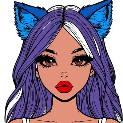 realistic girl with fox ears and realistic lips
