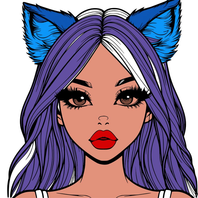 realistic girl with fox ears and realistic lips
