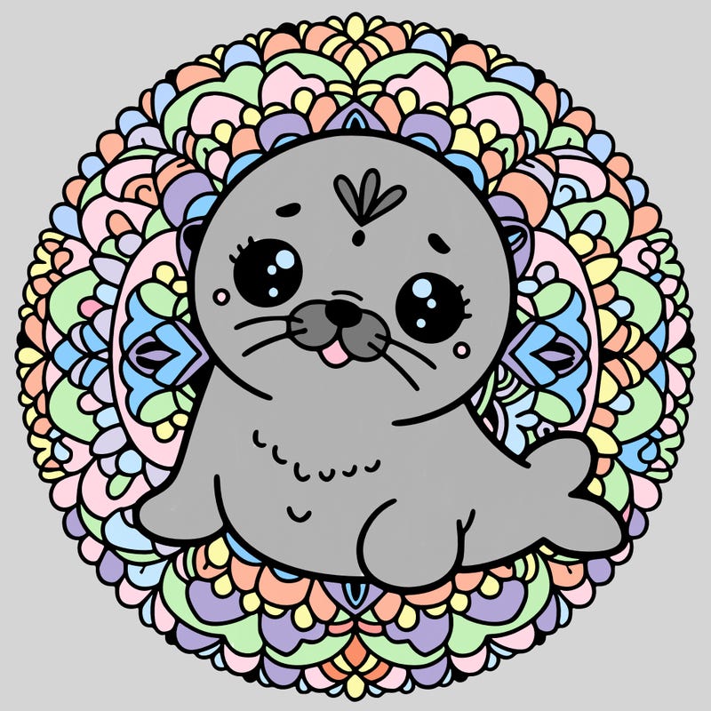 a cute baby seal mandala