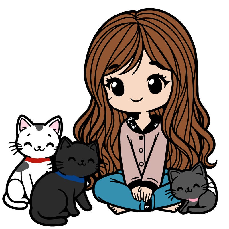 girl with cats