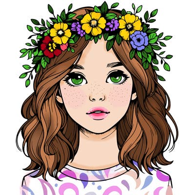 realistic girl with flower crown