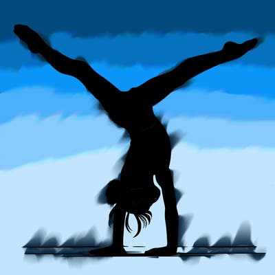 realistic gymnastic hand stand girl in four splits