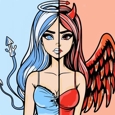 devil vs angel realistic girl