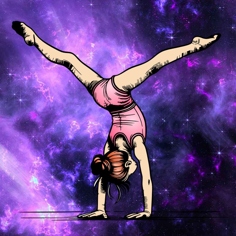 realistic gymnastic hand stand girl in four splits