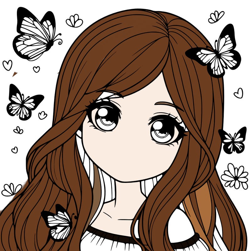 realistic girl with butterflies around her