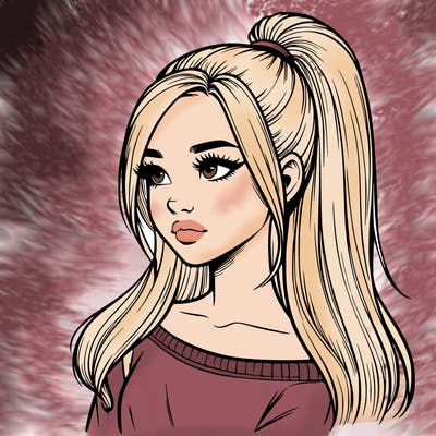 realistic girl with a high ponytail