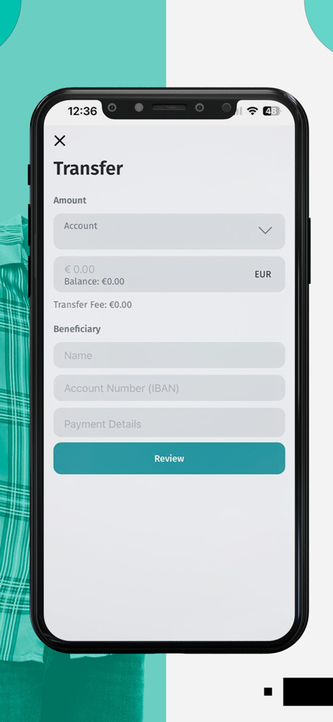 Verifo - Verifo app screen for sending international money transfers with IBAN details