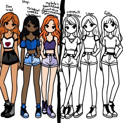 a group of girls wearing crop tops and shorts