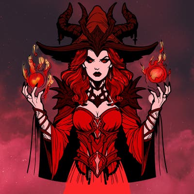realistic evil sorceress fantasy chaos