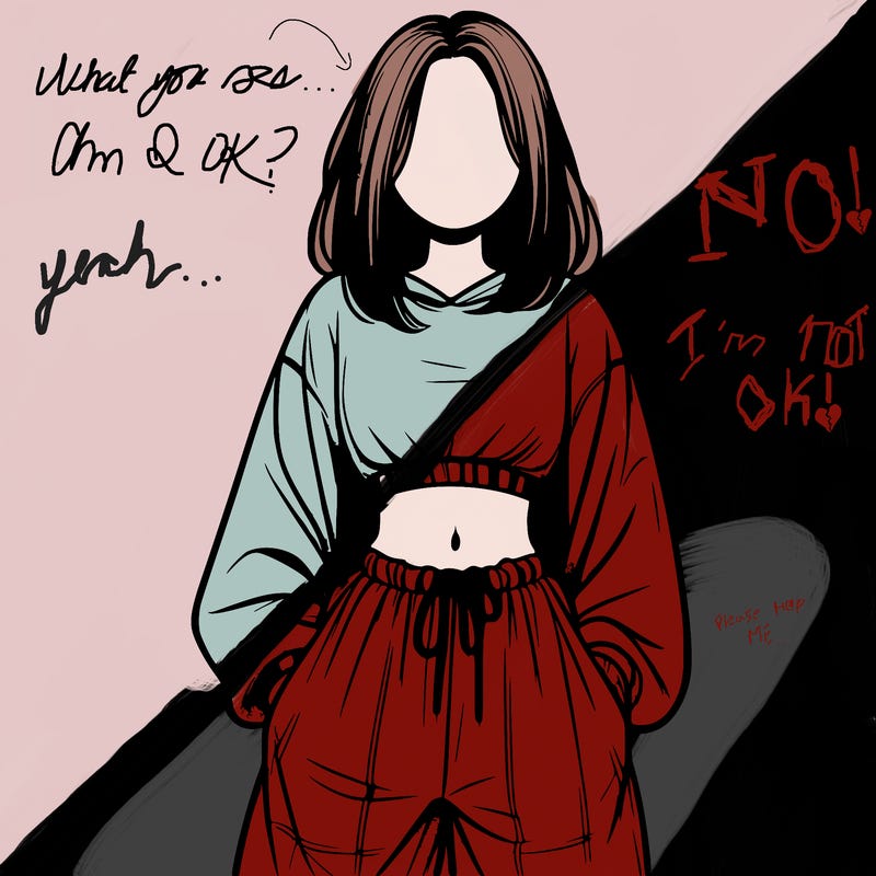 realistic girl faceless with baggy pants and a crop top