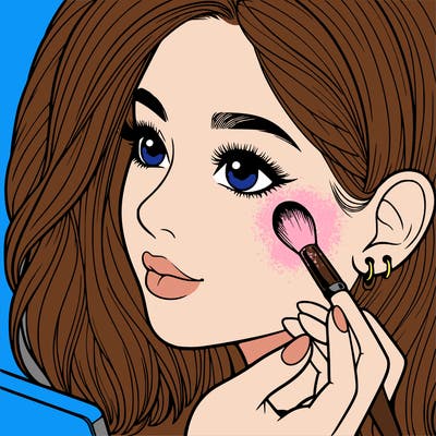 a realistic girl doing her makeup