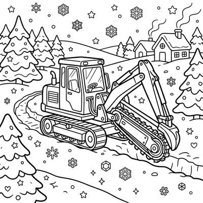 Dive into a chilly construction adventure with this exciting trencher coloring page, perfect for kids who love big machines and snowy scenes. This unique design combines the power of a trencher with the magic of a winter wonderland for hours of creative fun.