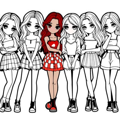 a group of girls realistic