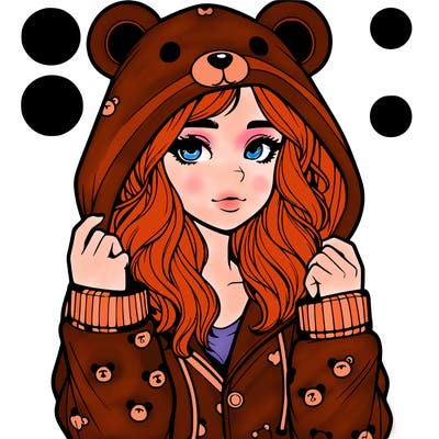 realistic girl in a animal pjs hoodie