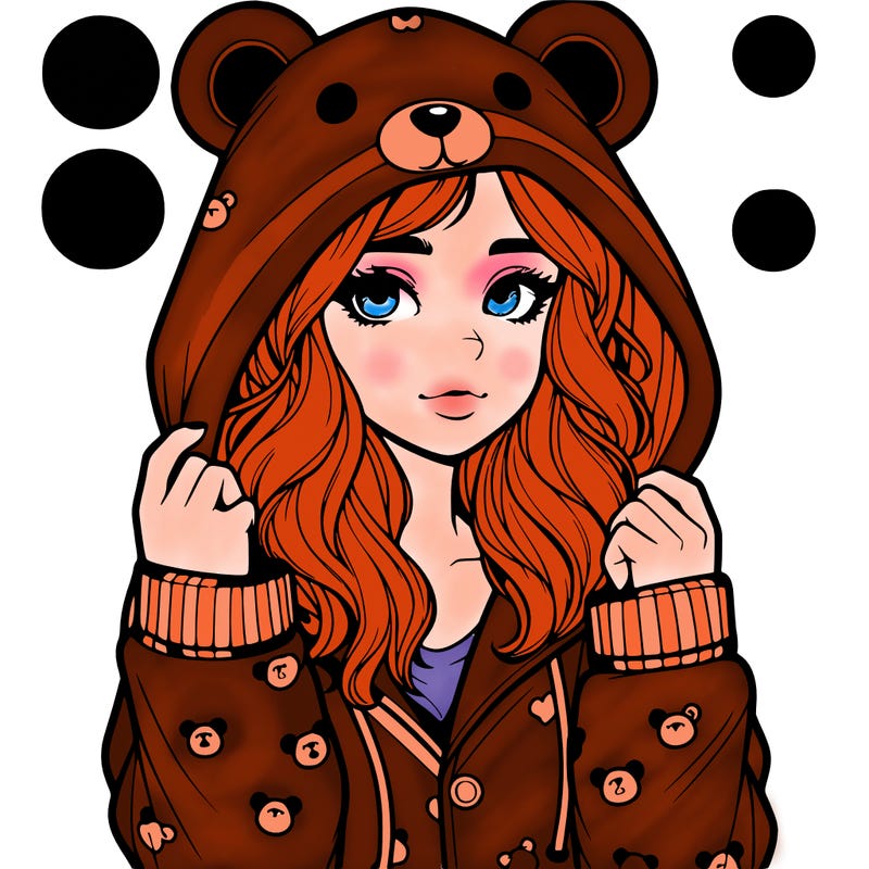 realistic girl in a animal pjs hoodie