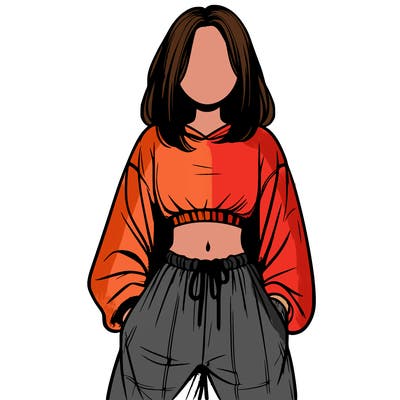 realistic girl faceless with baggy pants and a crop top