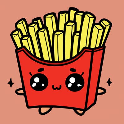 a cute. french fries