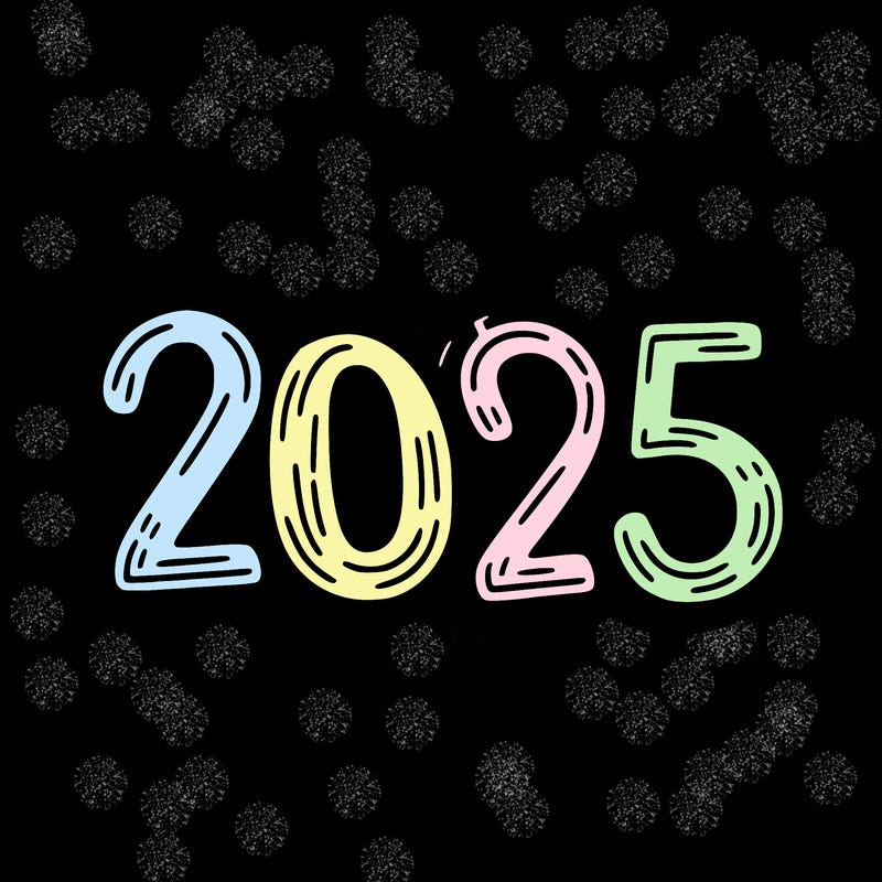 one line scrawled numbers sketch design “2025”