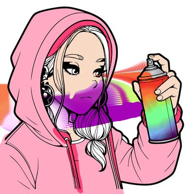 a realistic girl, spray painting