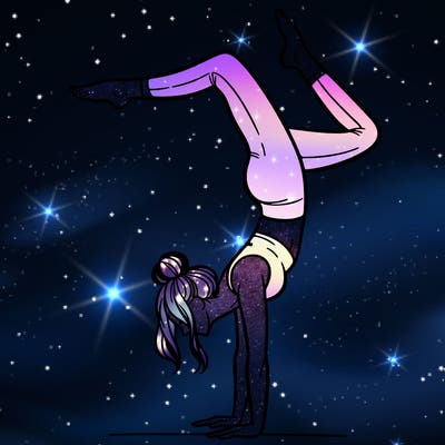 a woman doing a handstand