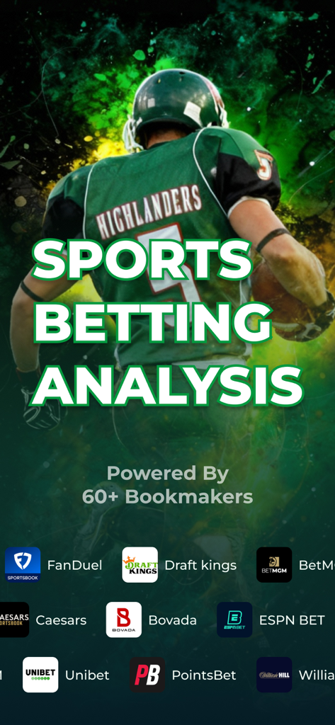 Picks AI - Sports Betting Tool - Sports betting analysis app splash screen showing integration with multiple major bookmakers