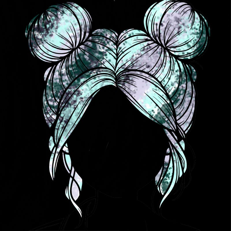 realistic girl with buns on the top of her hair