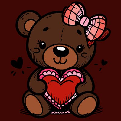 teddy bear hugging a heart