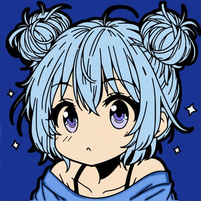a manga girl with messy small buns