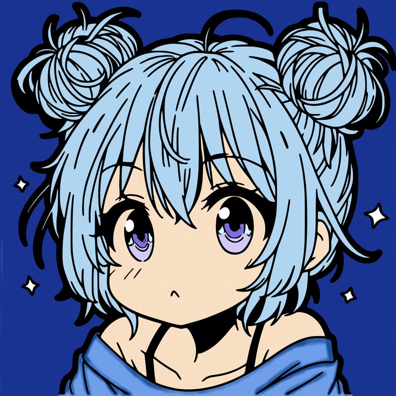 a manga girl with messy small buns