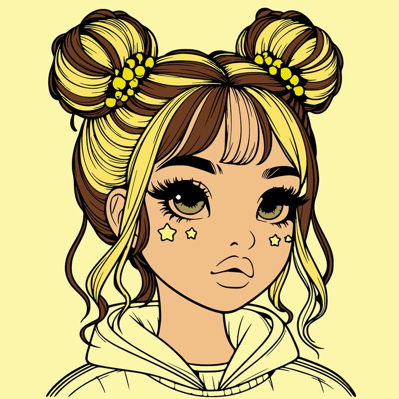 realistic girl with space buns