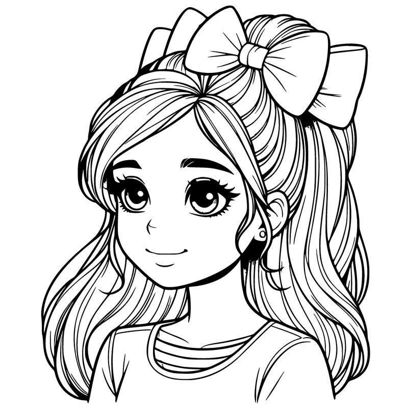 realistic girl with a bow in her hair