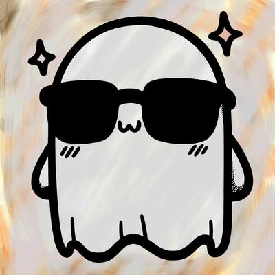 cute big shy ghost with glasses
