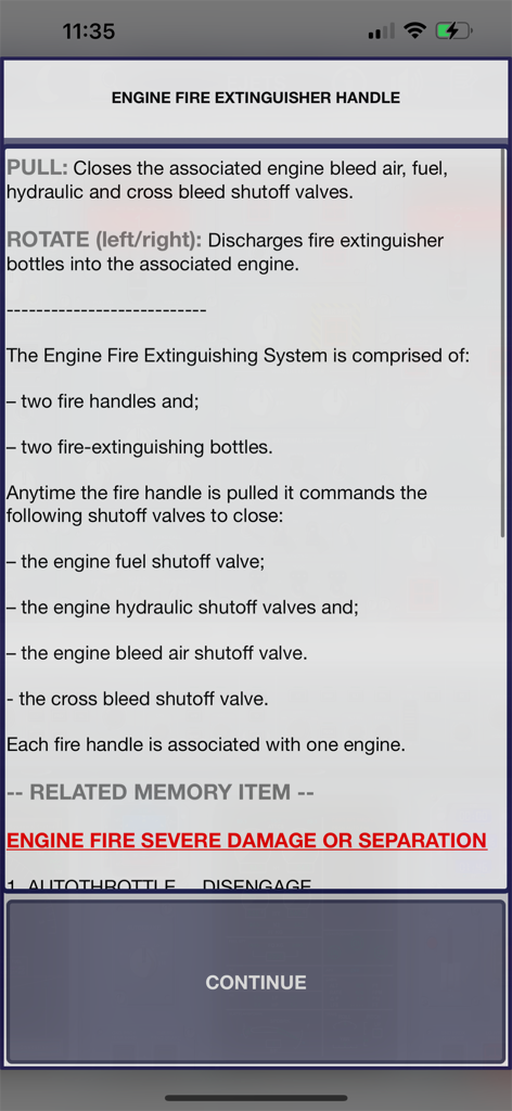 E-JETS Virtual Panel - E-Jets engine fire extinguisher handle technical description and memory items.