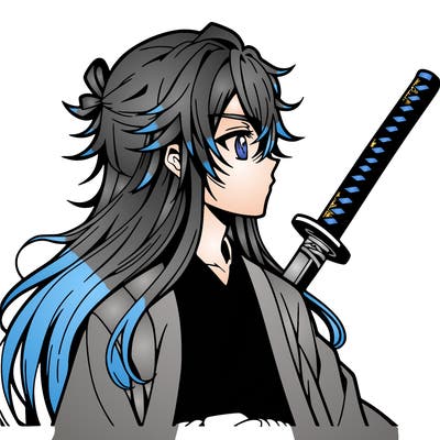 anime boy, long hair, sword