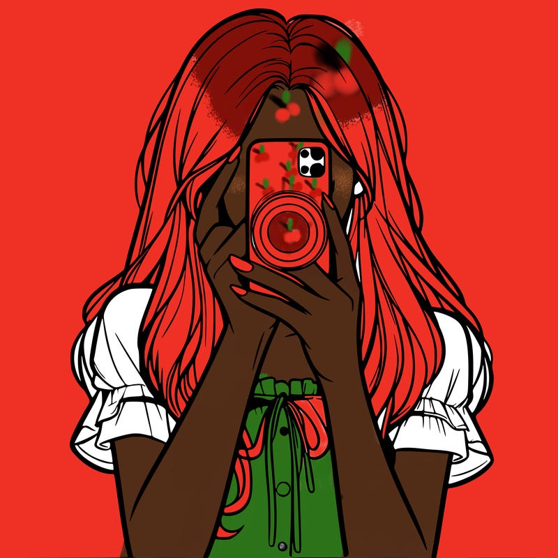 a realistic girl holding her phone taking pictures