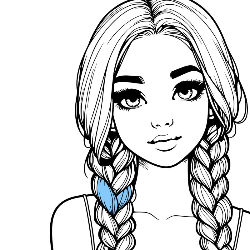 realistic girl with braids