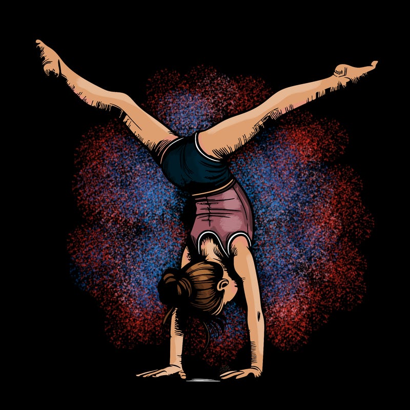 realistic gymnastic hand stand girl in four splits