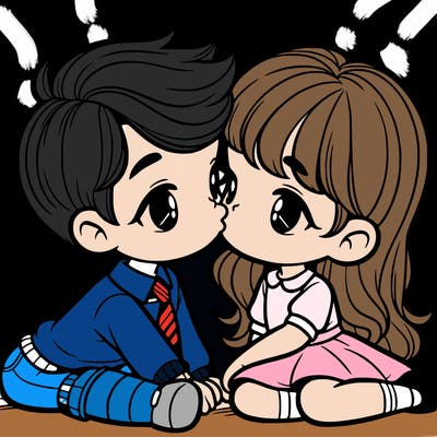 boy and girl kissing