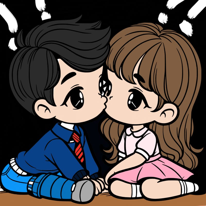 boy and girl kissing