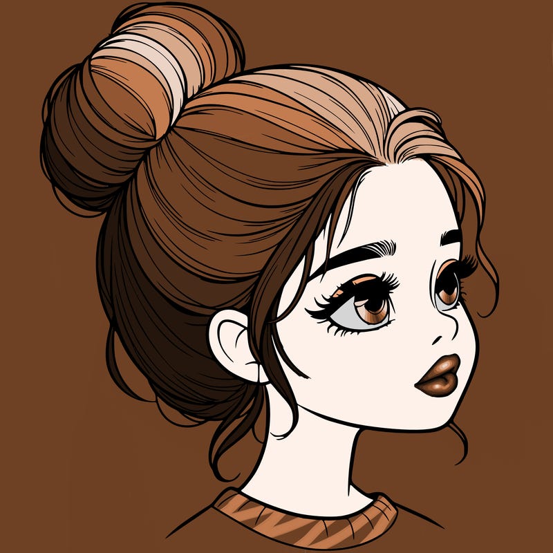 realistic girl with bun
