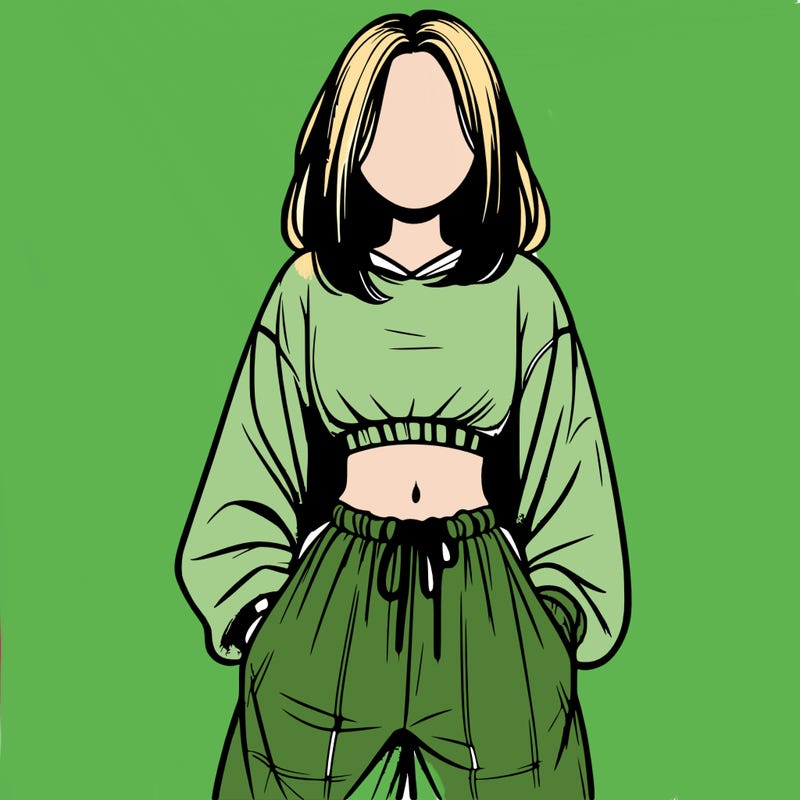 realistic girl faceless with baggy pants and a crop top
