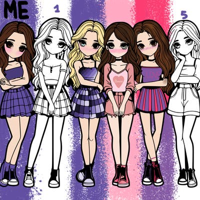 a group of girls realistic