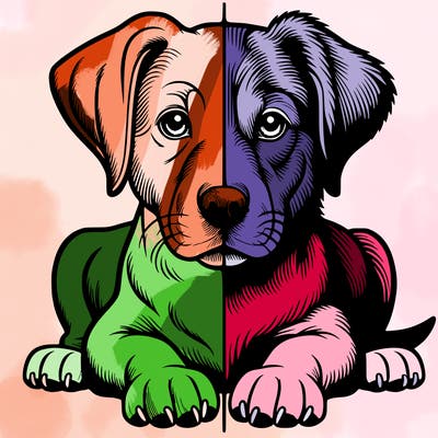 realistic dog split picture