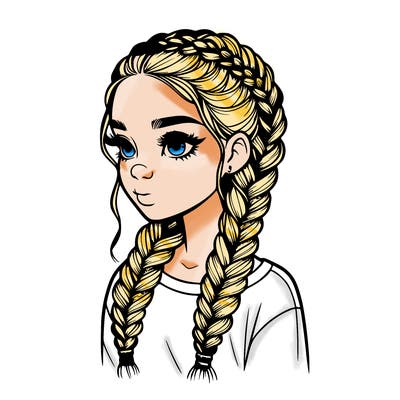 realistic girl with braids