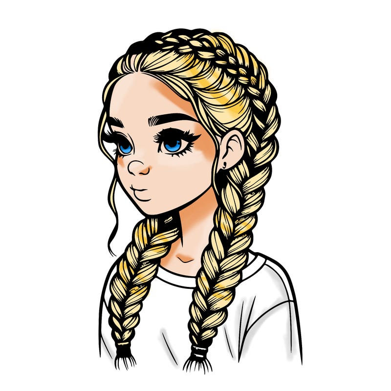 realistic girl with braids