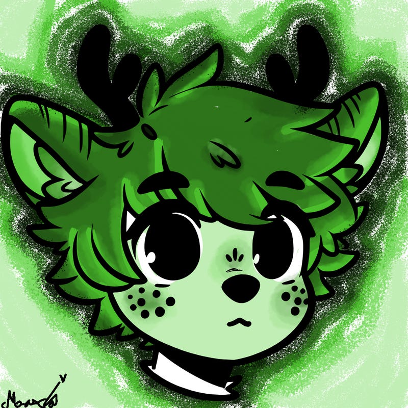 a humanoid deer with soft fluffy ears